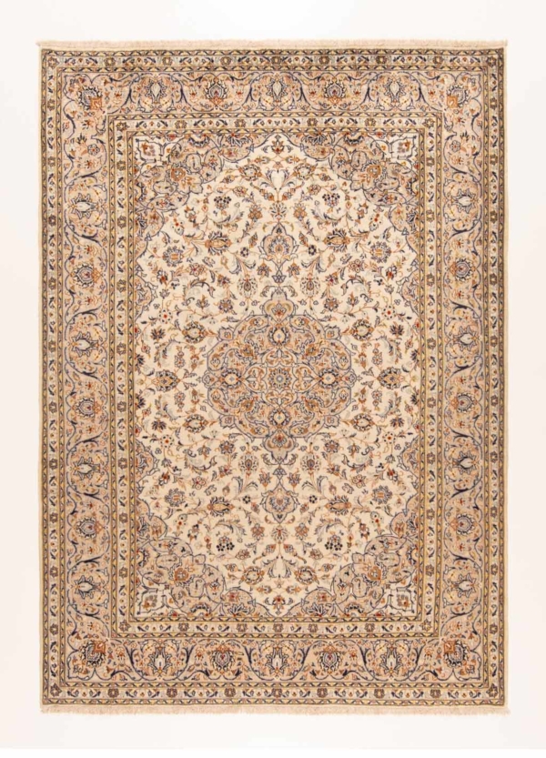Kashan Persian Rug Beige-Cream 296 x 205 cm