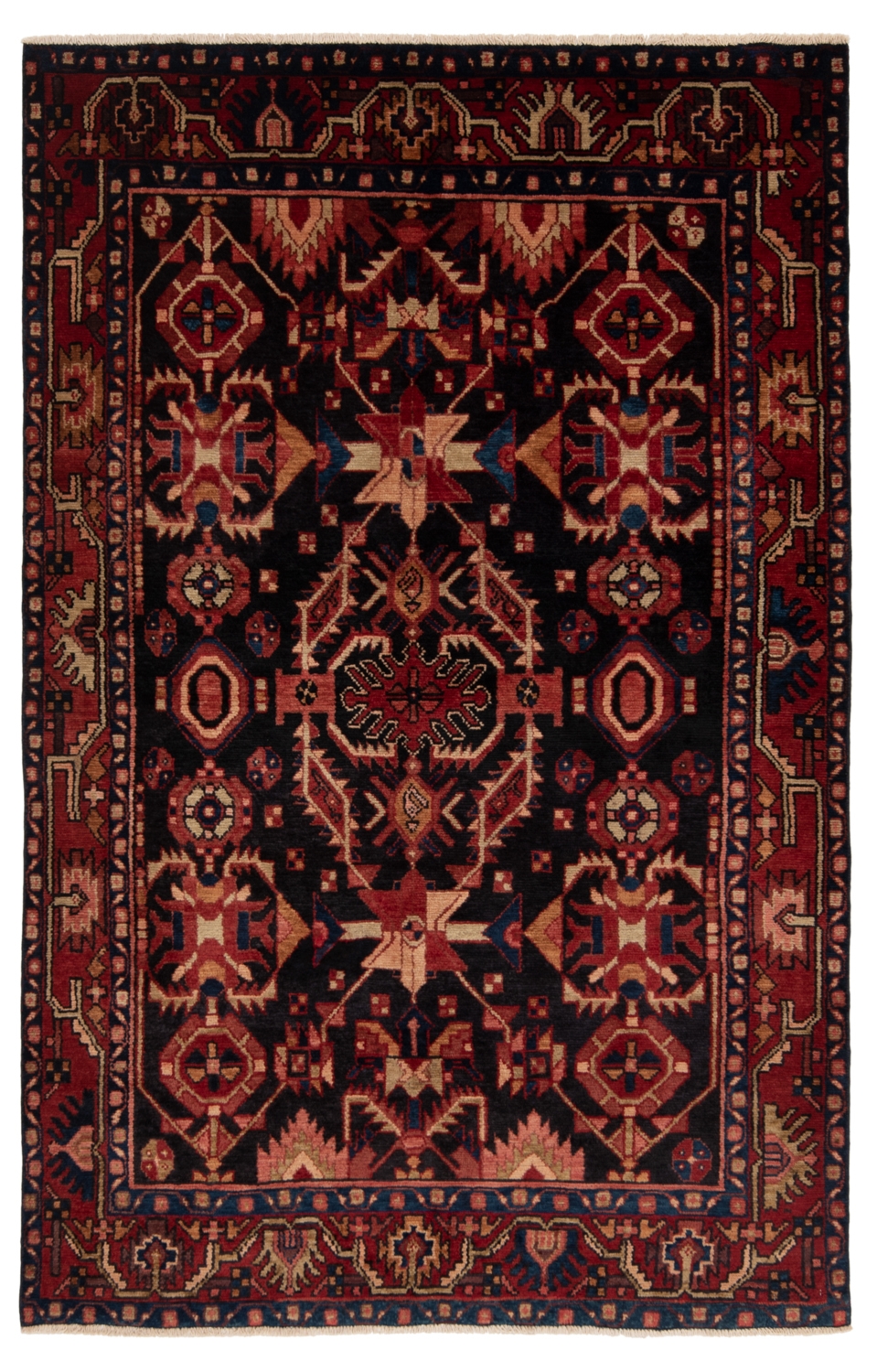 Hamedan Persian Rug Black 218 x 141 cm