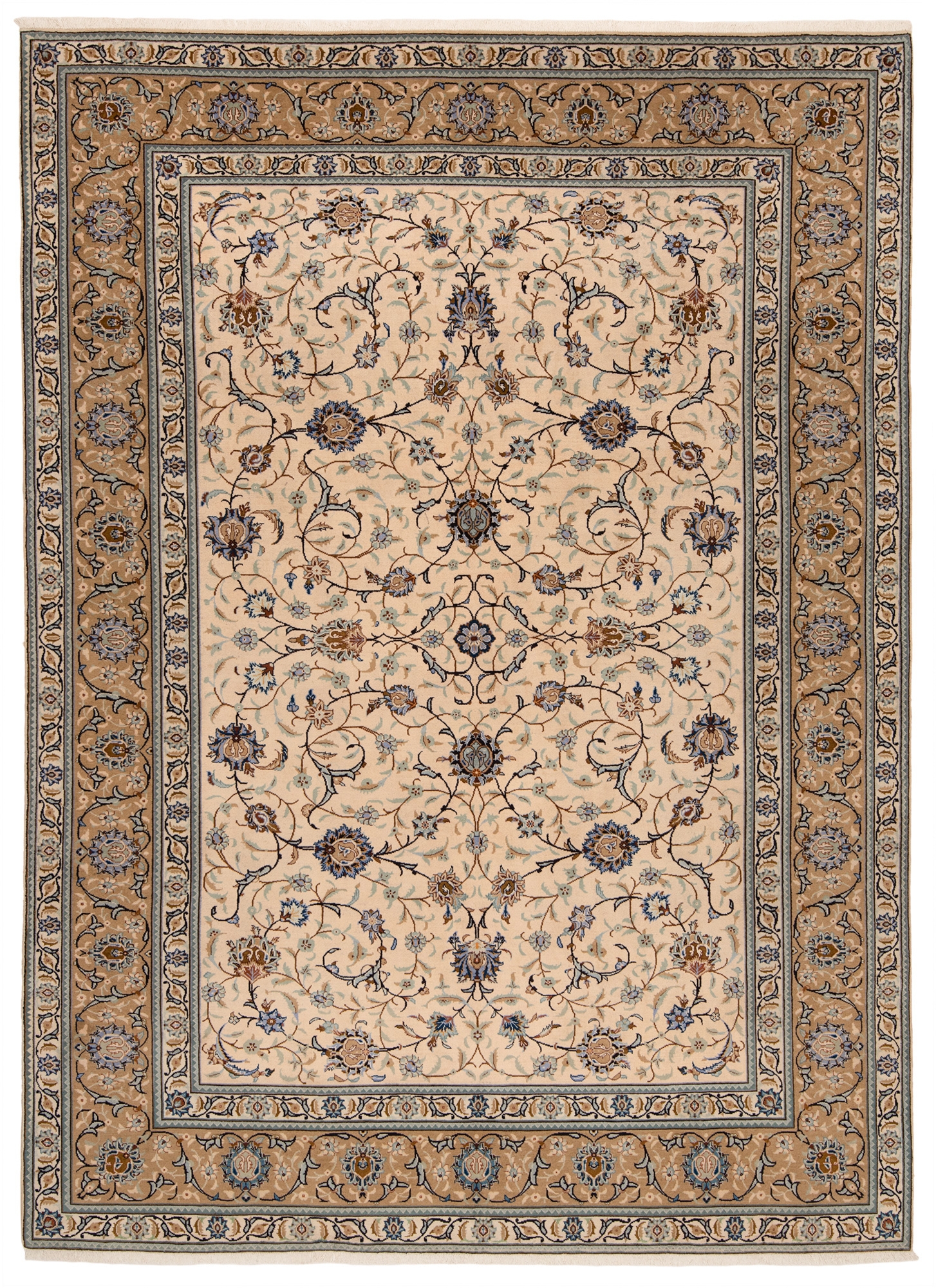 Kashan Persian Rug Beige-Cream 357 x 259 cm