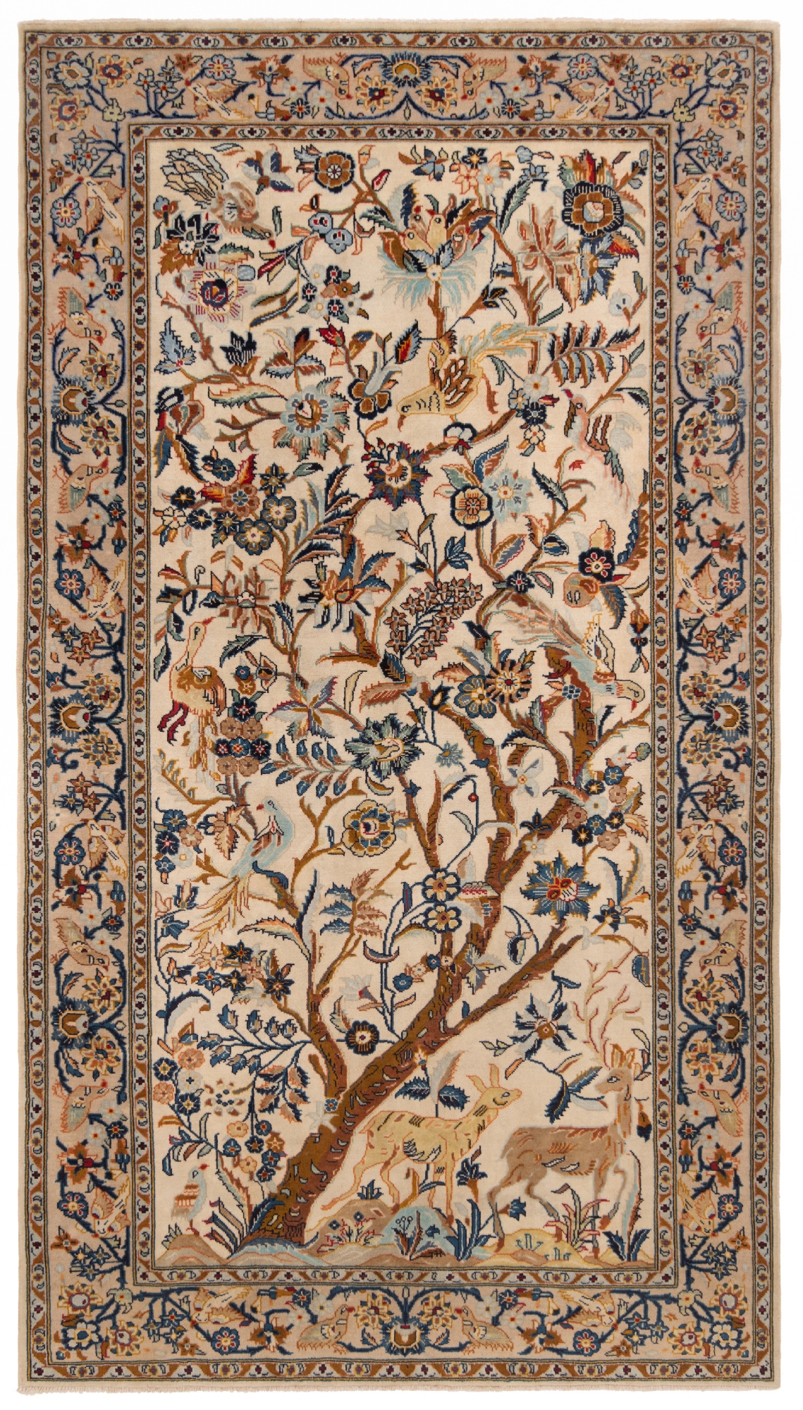 Kashan Persian Rug Beige-Cream 262 x 147 cm