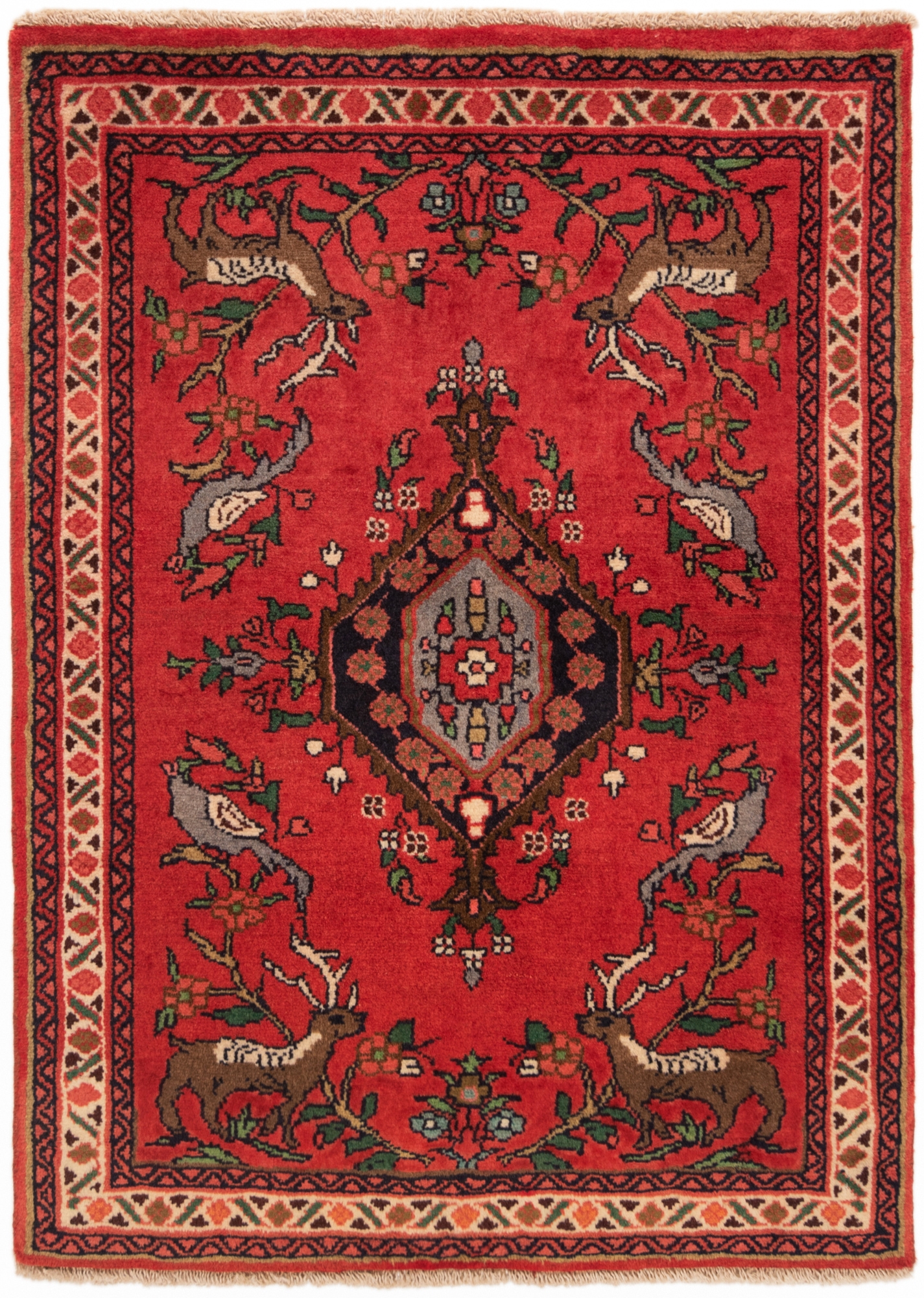 Hamedan Persian Rug Red 97 x 67 cm