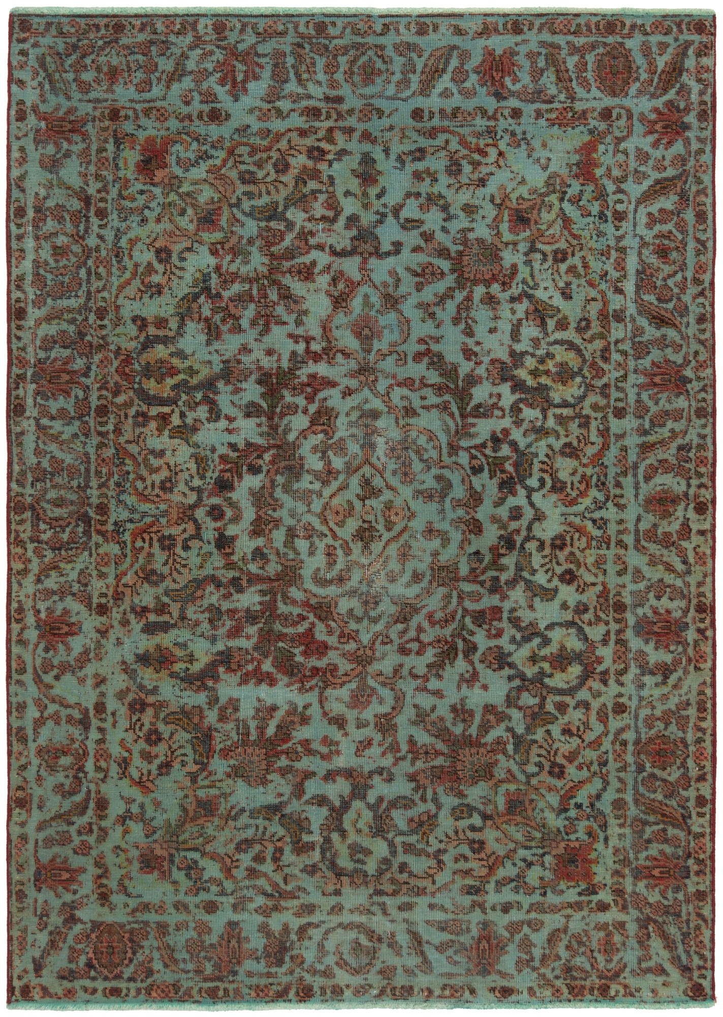 Vintage Relief Rug Turquoise 190 x 133 cm