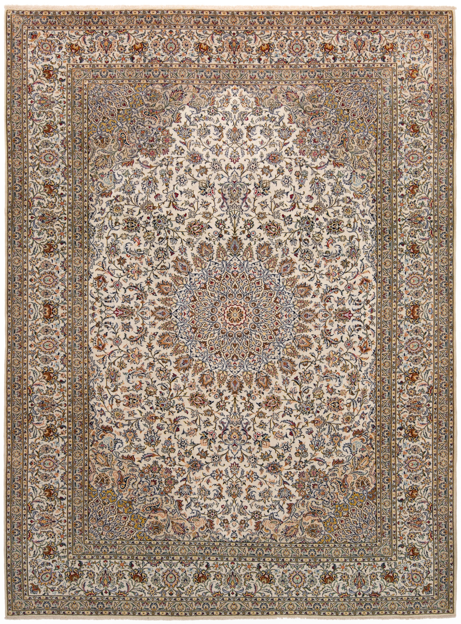 Kashan Persian Rug Beige-Cream 391 x 291 cm