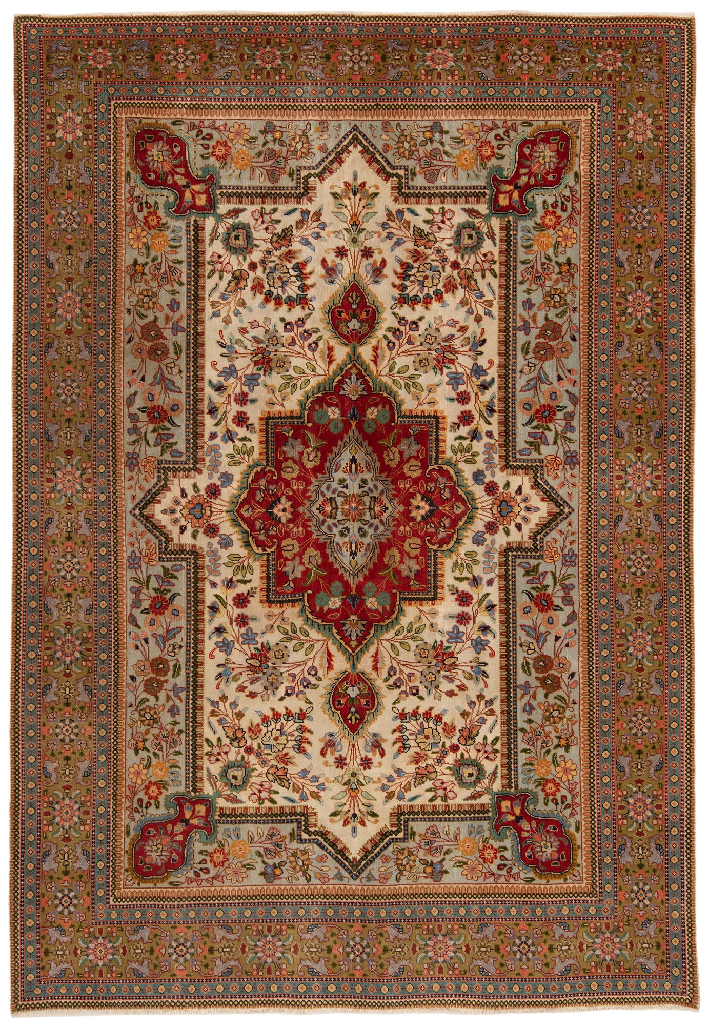 Tabriz Tabatabai Patina Persian Rug Beige-Cream 296 x 200 cm