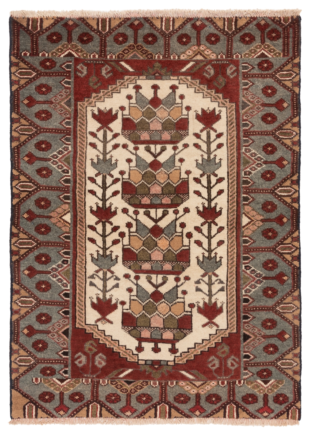 Hamedan Persian Rug Beige-Cream 113 x 82 cm