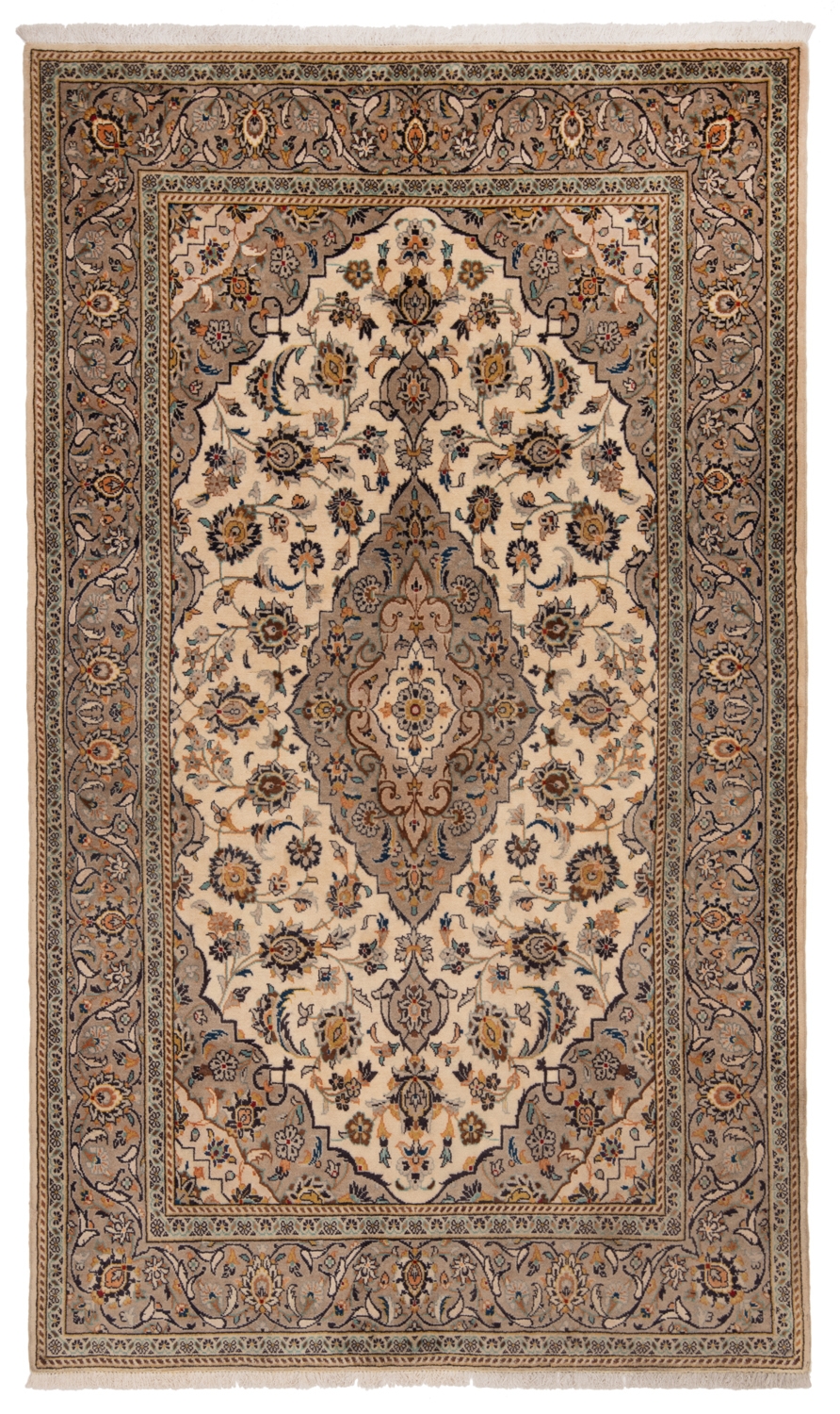 Kashan Persian Rug Beige-Cream 234 x 138 cm